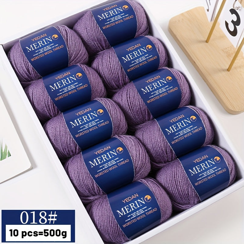10 piezas de hilo de lana 500g multicolor en degradé, anti-pilling, suave para tejer accesorios de moda
