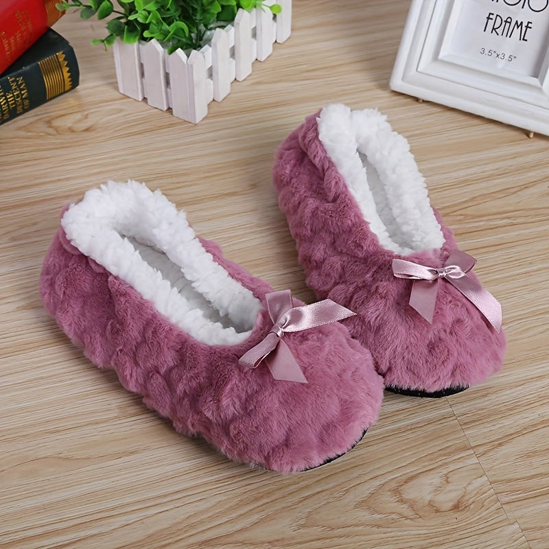 Women's Fleece-Lined Plush Slippers Non-Slip Home Shoes Multiple Colors