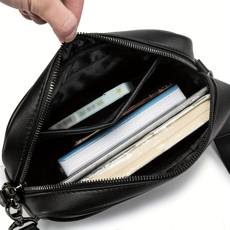 Men's Crossbody Bag Small Square PU Casual Business Travel Gift