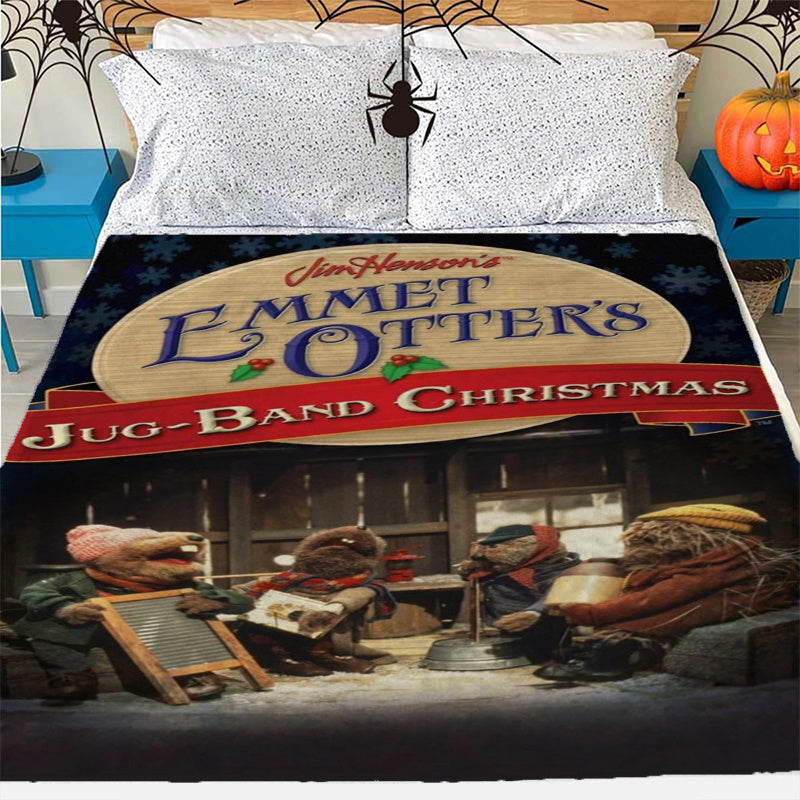 Cozy Christmas Flannel Fleece Blanket with Muppet Bug Band Digital Print for All Seasons