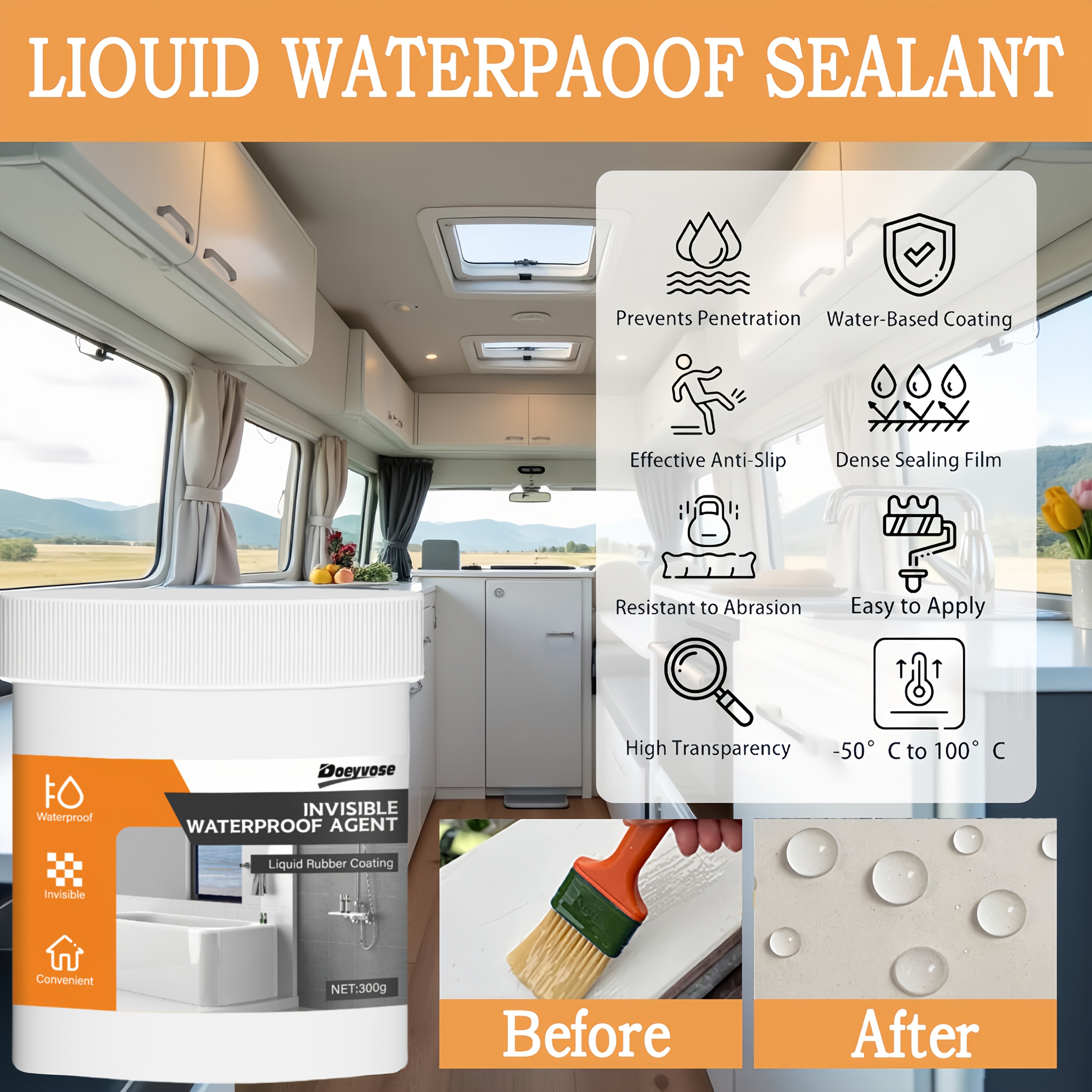 Invisible Waterproof Sealant for RVs Clear Interior Exterior Repair Adhesive