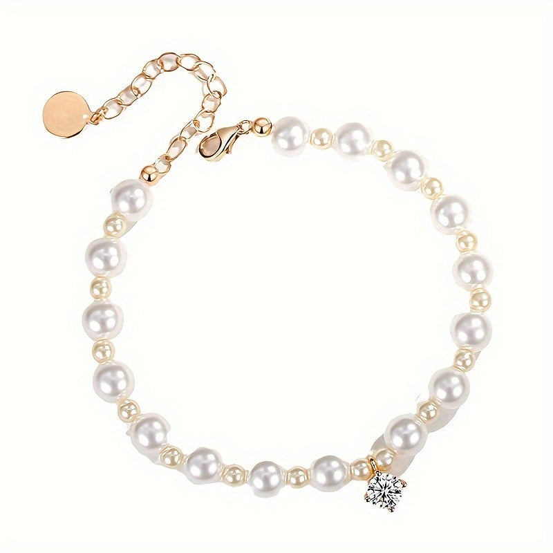 Zarif Qo'l Bilaguzuk Zargarlik To'plami, 0.5 Karat Moissanite Pendanti, Qobiq Marvarid To'plari va 925 Sterling Kumush bilan sovg'a qutisi.