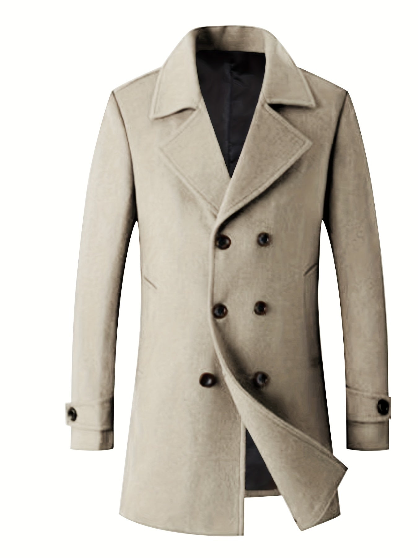 Men's Fleece Coat for Autumn Winter Double-Breasted Windbreaker Big & Tall