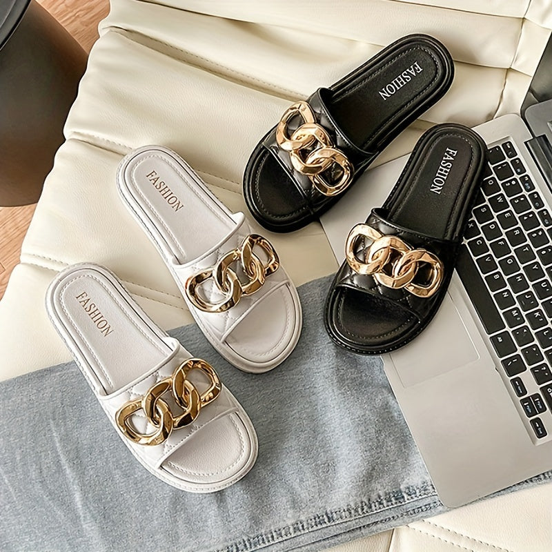 Women's Quilted Slip-On Slides Casual Soft Sole Beach Sandals