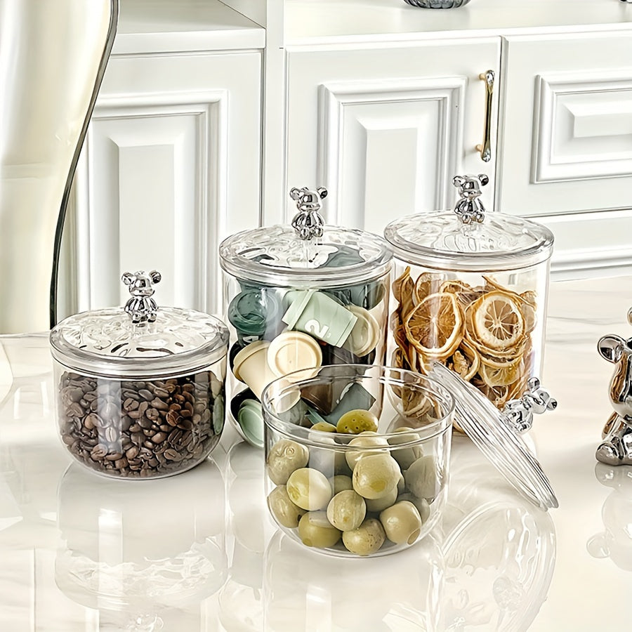 Clear Plastic Airtight Storage Jar for Coffee Snacks and Candy Kitchen Organizer