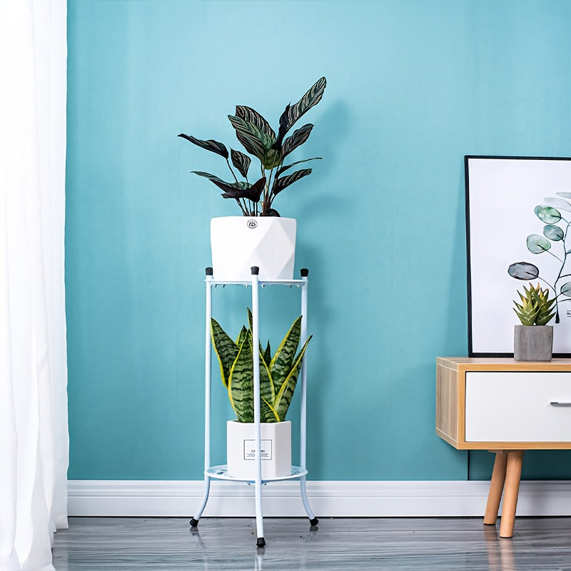 Soporte para plantas colgantes de doble capa de metal con patrón de flores, decoración para interiores y exteriores