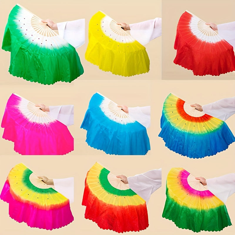 Handheld Vintage Style Paddle Fan with Gradient Colors for Dance and Cultural Events