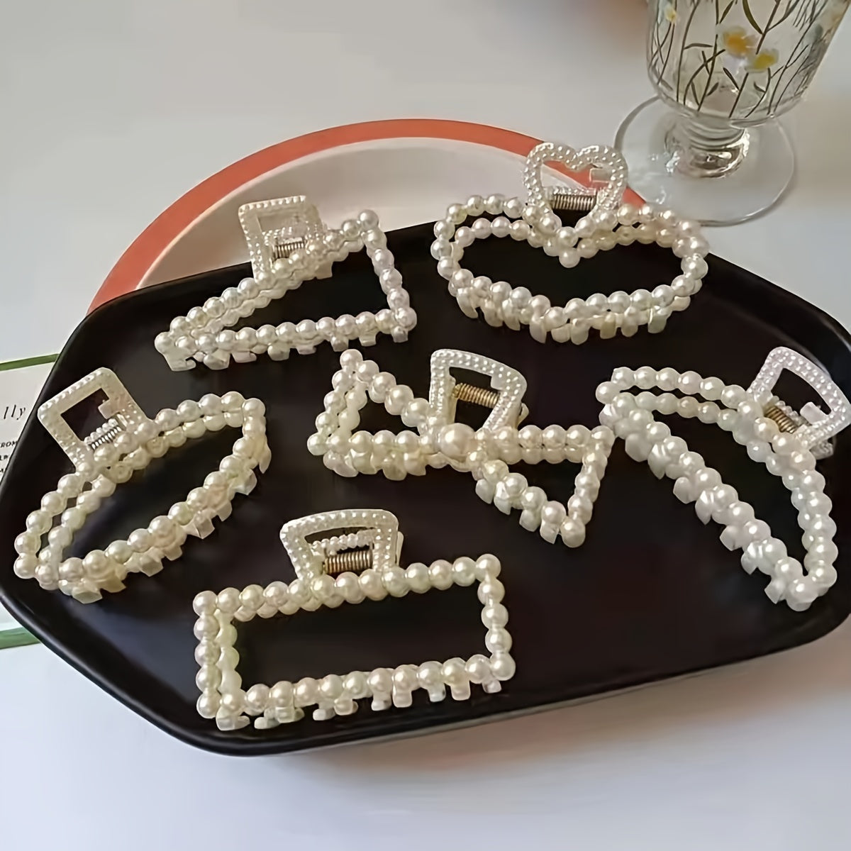 Set of 6 Women's Pearl Hair Clips Summer Hair Accessories Minimalist Plastic Small