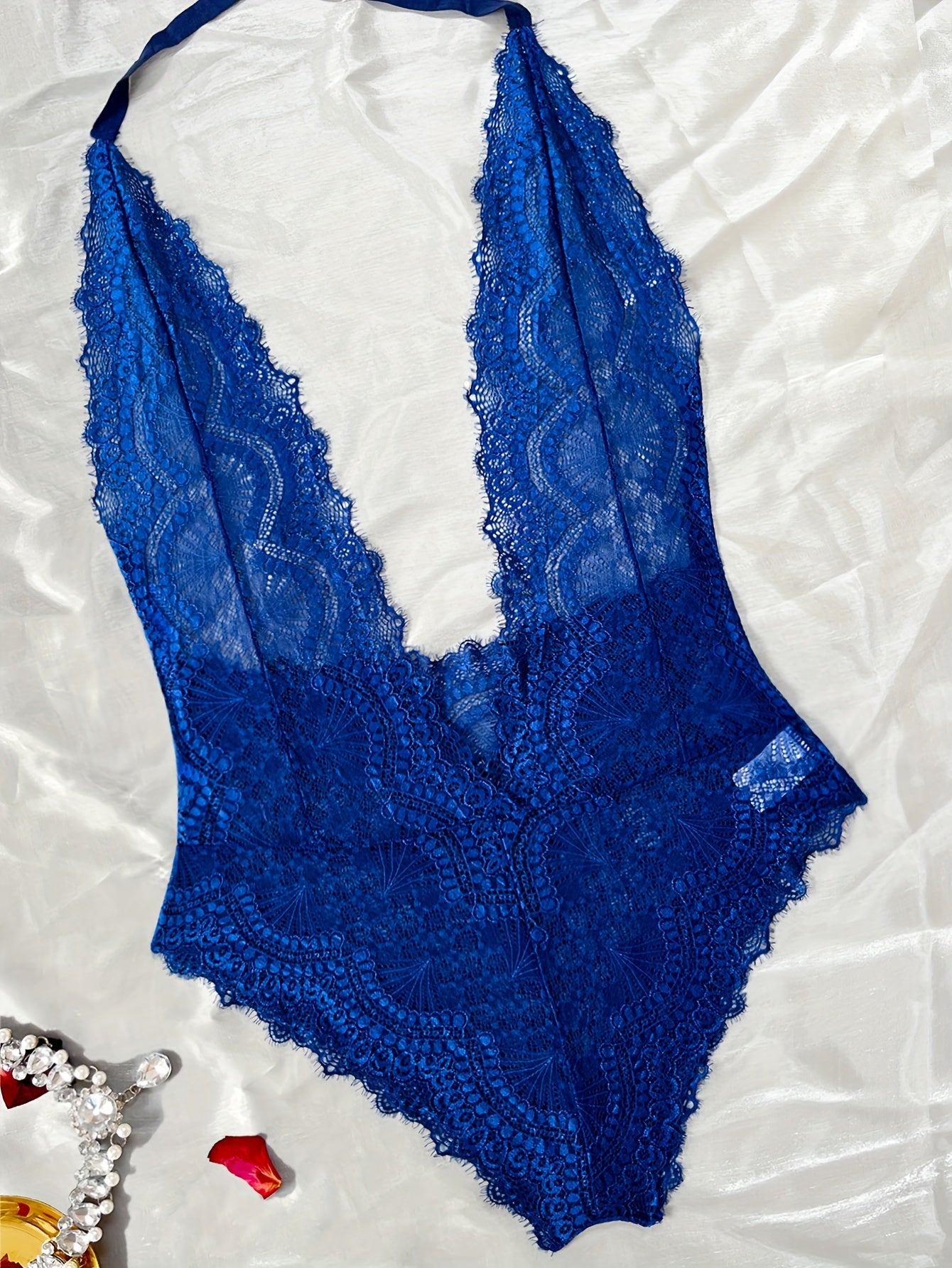 Lingerie Teddy with Plunging Neckline and Strappy Back