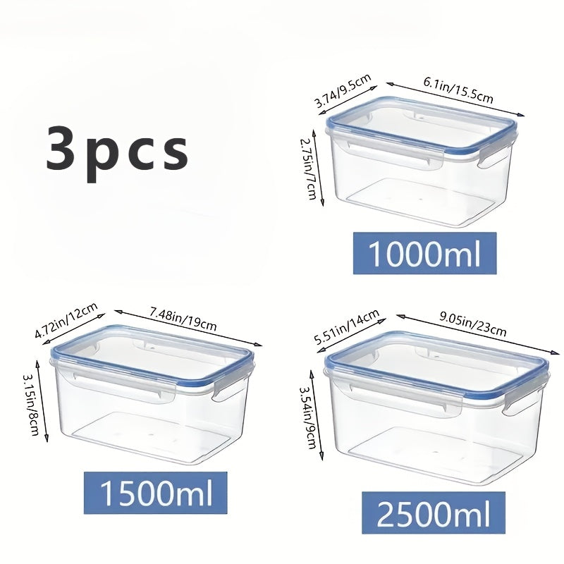 4 Pack Food Storage Containers 2.7L Airtight Reusable Fridge Organizer