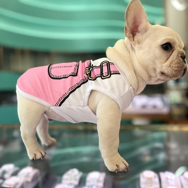 Camisetas de perro de dibujos animados adorables para razas pequeñas hechas de poliéster suave, camiseta de manga corta para perros
