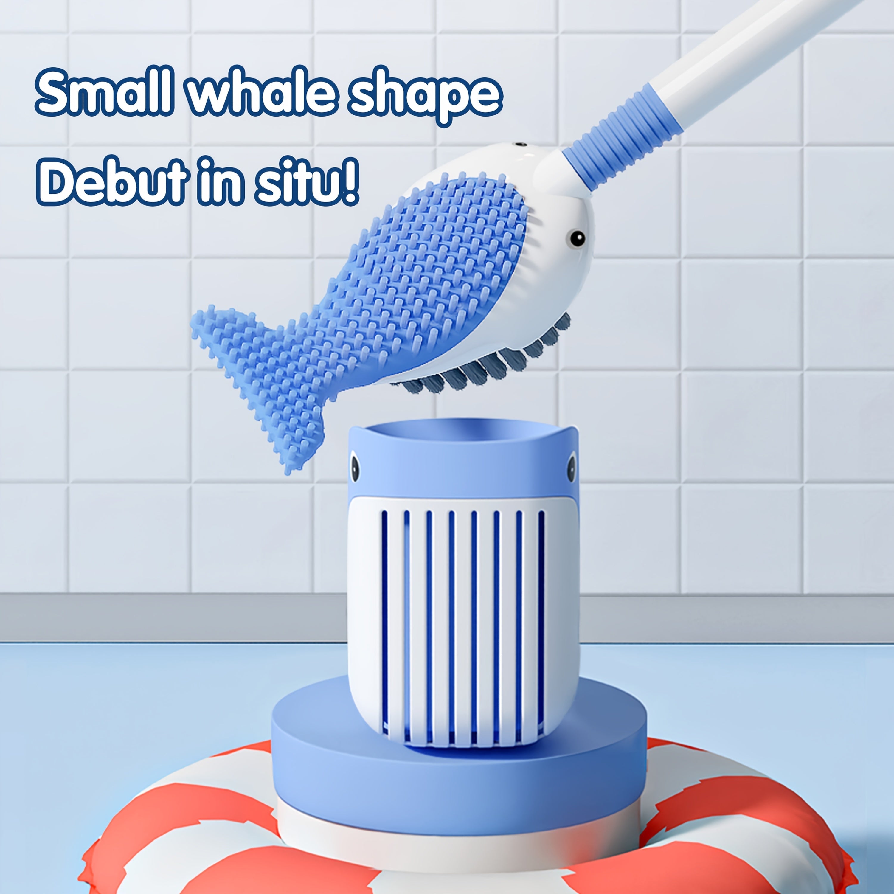 Silicone Whale Toilet Brush with Soap Dispenser and Long Handle