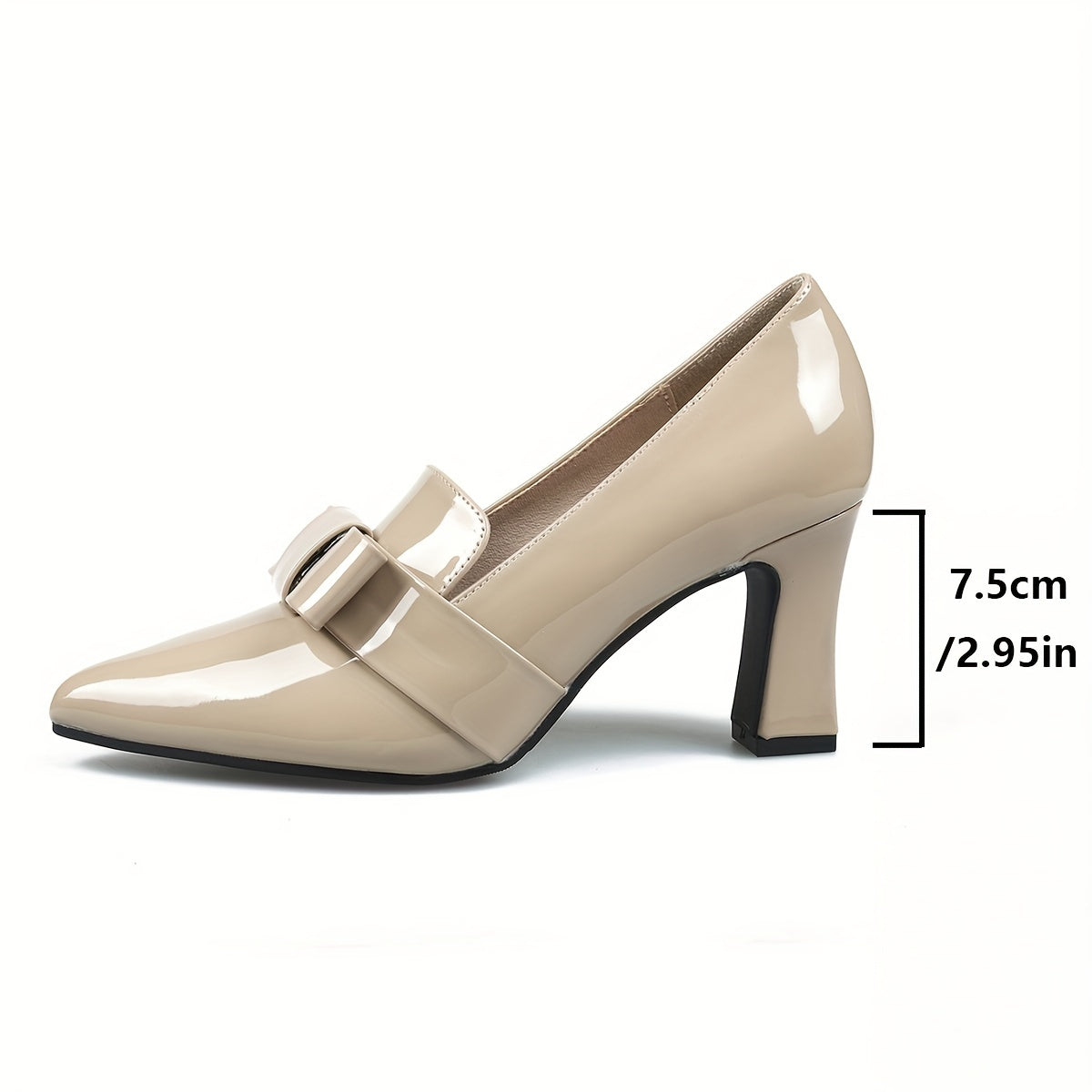 Women's Solid Color Pumps with Bowknot, Block Heel, Water-Resistant