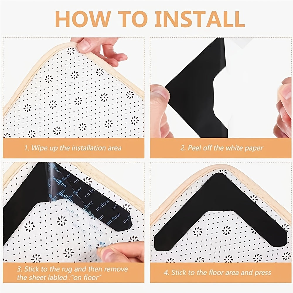 Paquete de 4 o 20 pegatinas antideslizantes lavables para alfombras para esquinas de madera dura