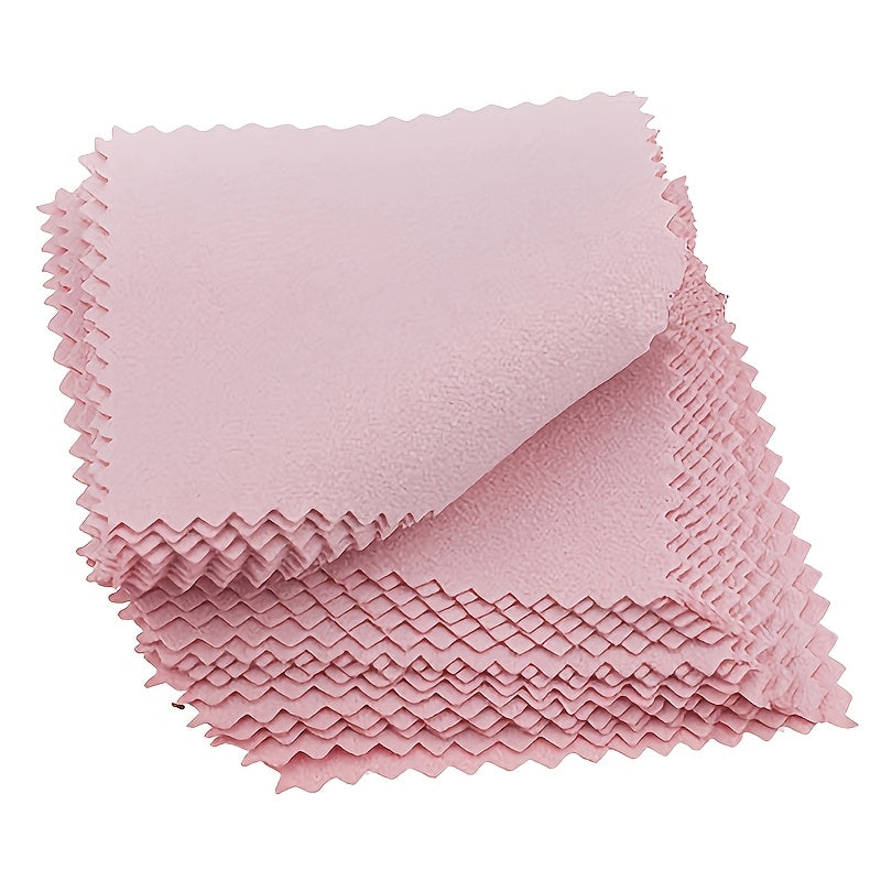 Pack of 50 Pink Microfiber Jewelry Polishing Cloths for Silver Cleaning