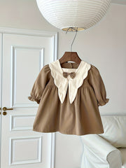 Infant Toddler Girls Vintage Princess Dress Woven Cotton Flared Knee Length