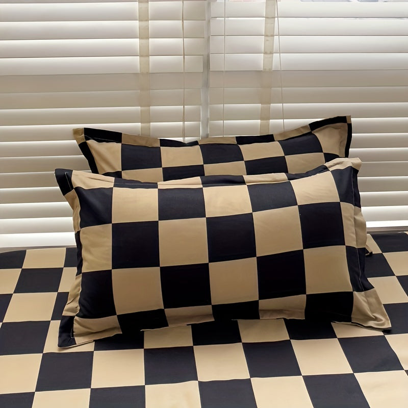 Fundas de almohada de algodón con aloe vera y cierre de sobre, patrón geométrico, lavables a máquina