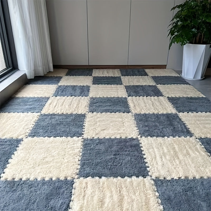 24-детальный набор геометрических мягких ковров из стирающегося полиэстера и ЭВА, идеально подходящий для использования в помещениях, таких как спальни и гостиные, дружелюбный к домашним животным и с праздничной тематикой.