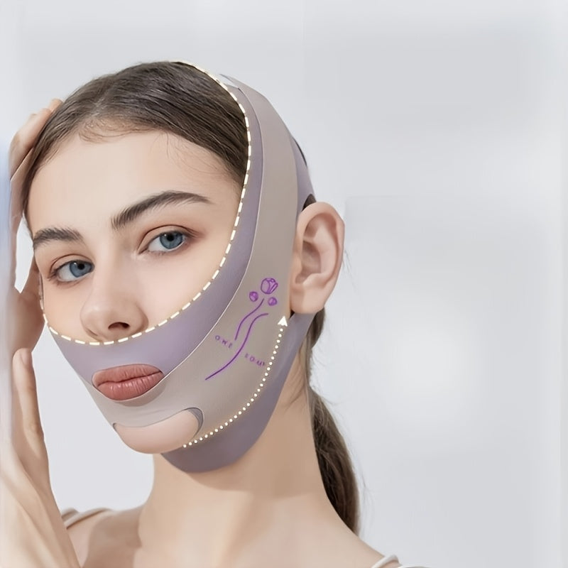V-Line Chin Up Mask with Graphene Jaw Exerciser for Slimming Face - Lilac