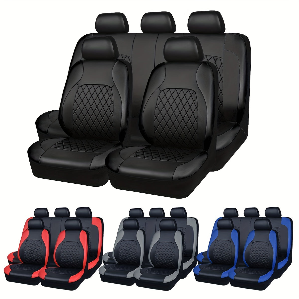 Luxury Quilted PU Leather Car Seat Covers for 5-Seater Vehicles