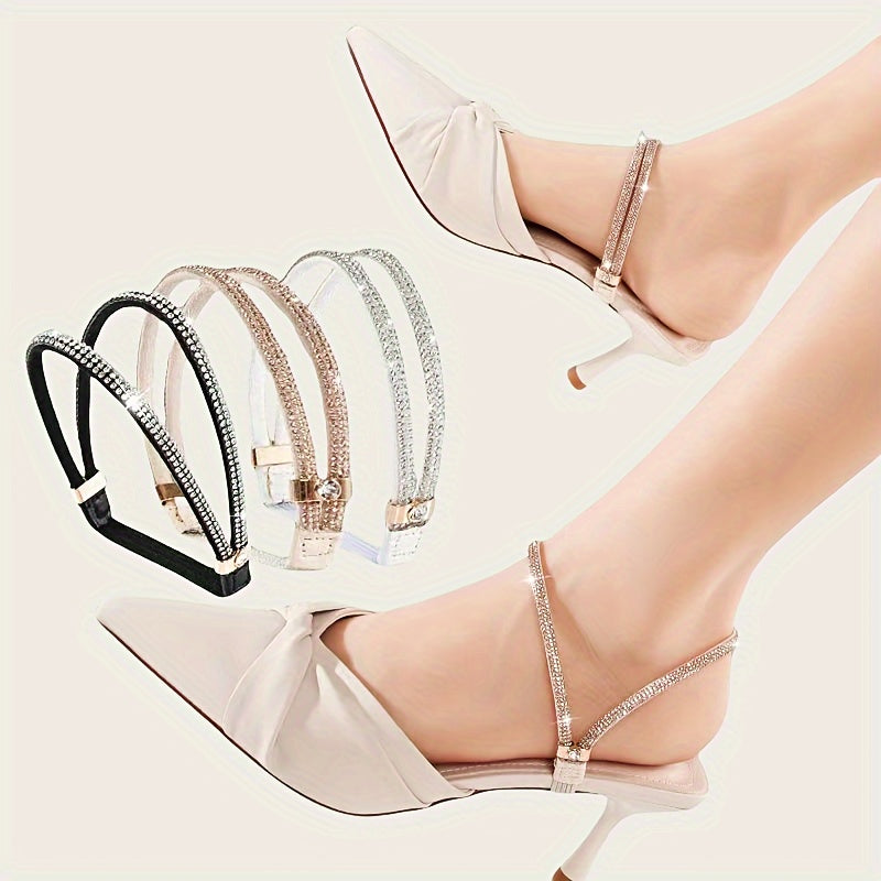 Women's No-Tie Rhinestone Elastic Shoelaces Multi-Color for High Heels