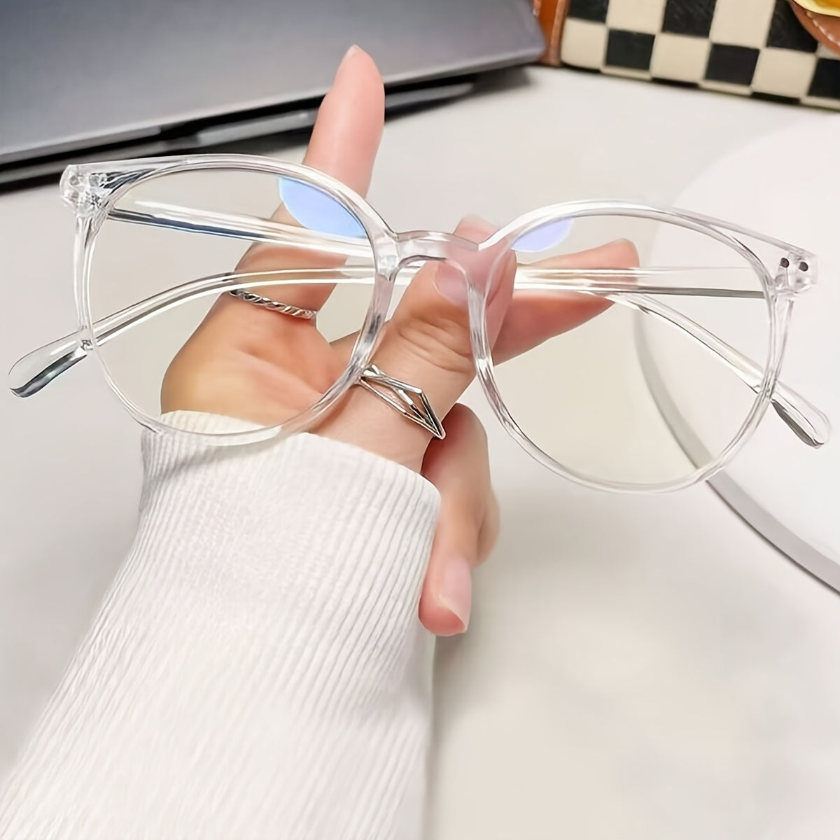 Women's Blue Light Blocking Half-Frame Round Glasses with Full Rim Plastic Frame