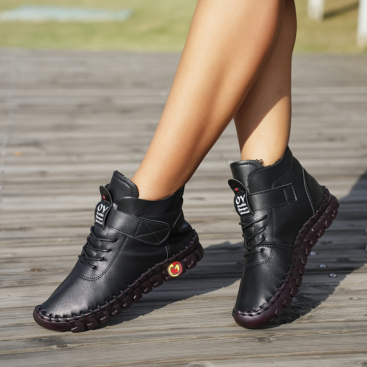 Women Warm Winter High-Top Boots Anti-Slip Casual Faux Leather