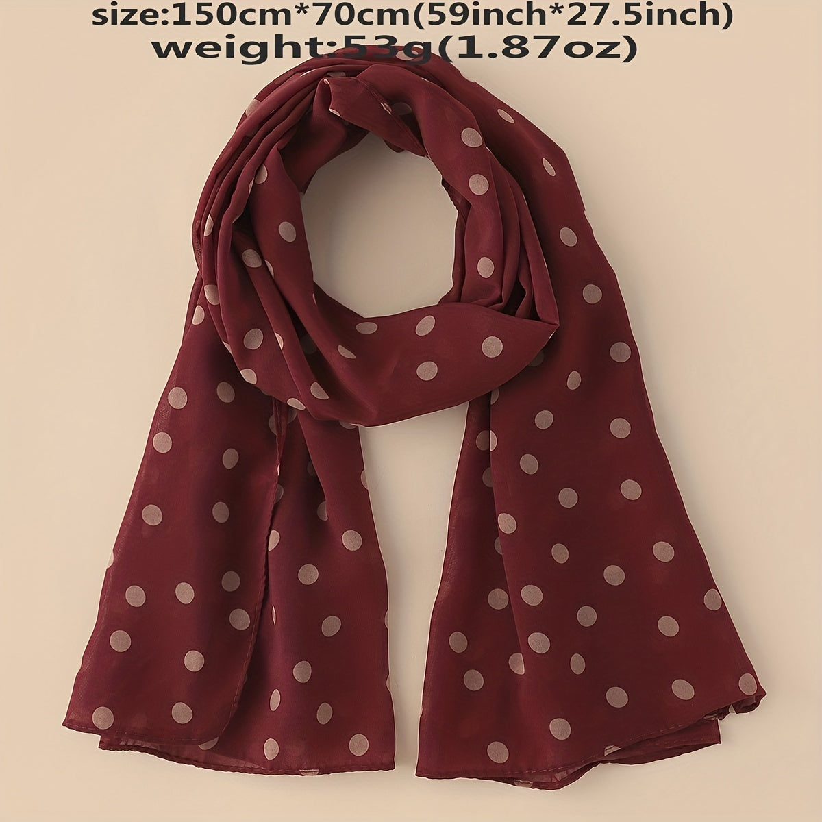 Polka Dot and Solid Color Chiffon Scarf for Casual Wear Head Wrap Sun Protection