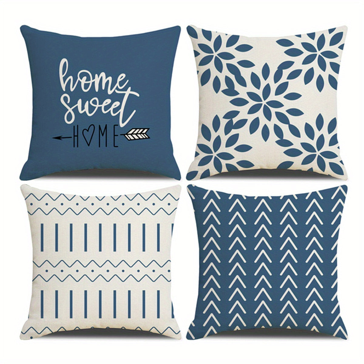 Set of 4 Linen Pillow Covers 45.72cm Square Indoor Outdoor Sofa Bed Car Decor