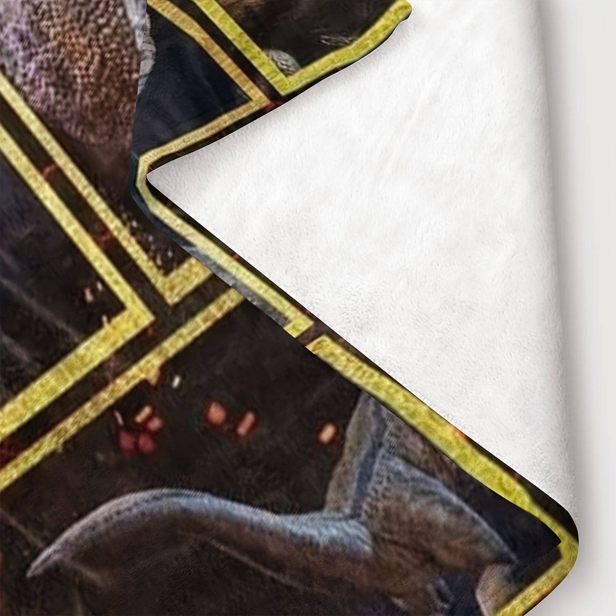 Plush Throw Blanket Geometric Dinosaur Pattern Polyester All-Season