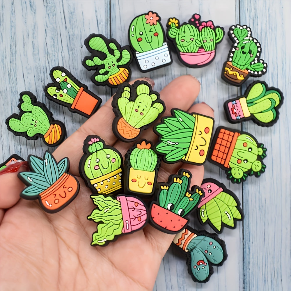 11pcs Kids Cactus Shoe Charms Set Plastic Decorations for Shoes Customization
