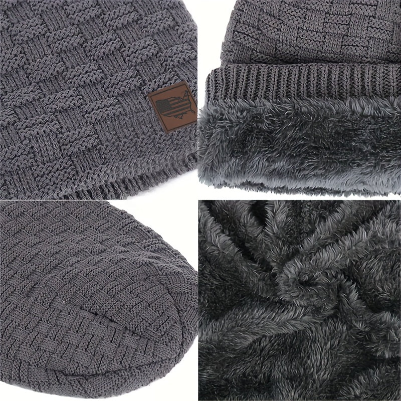 Men's Knit Beanie Hat Warm Winter Skull Cap for Outdoor Sports Skiing