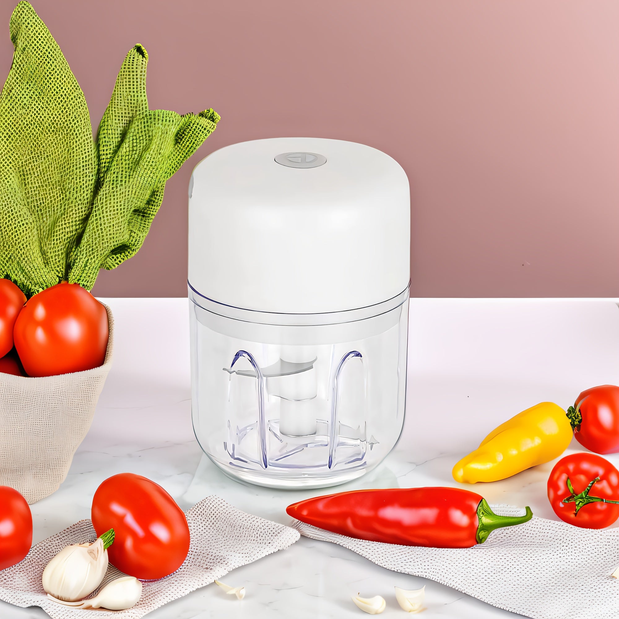 Picadora de alimentos mini recargable por USB 250ml Picadora de ajo y carne motor rápido