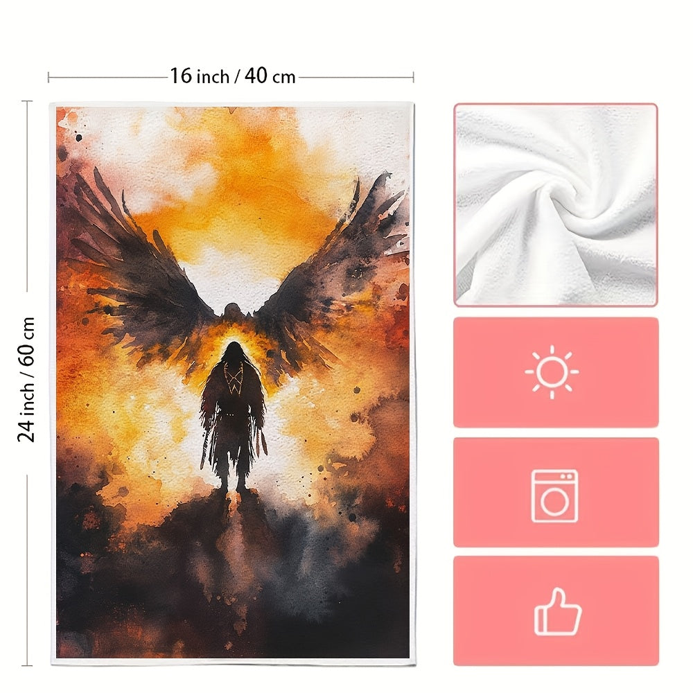 Soft Absorbent Kitchen Towels Set of 2 Native American Spirit Prayer 16x24 Inches