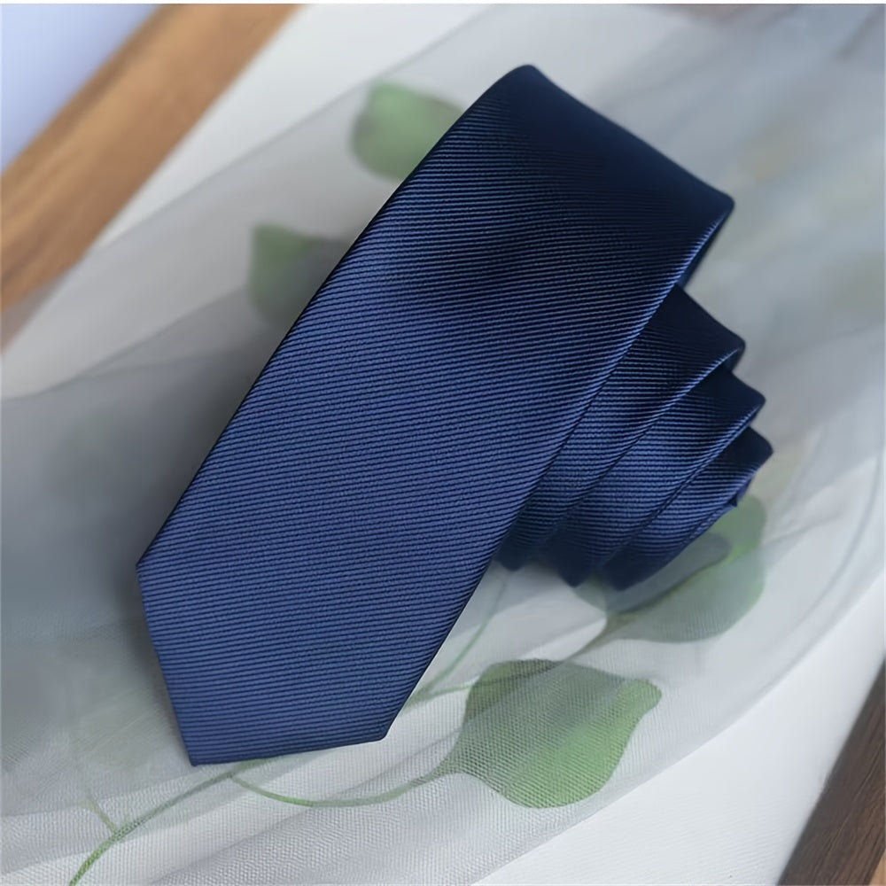 Men's Narrow Silk Tie 6cm Single-Color 1200 Stitches for Formal Occasions