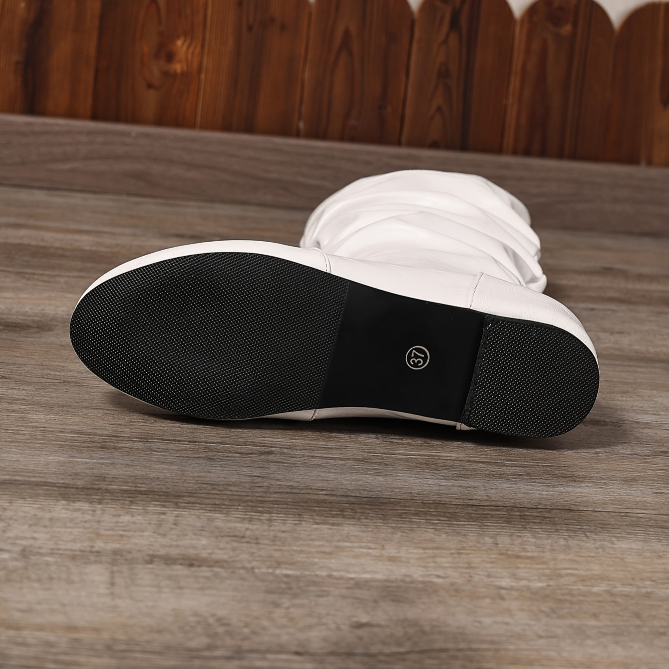 Women's Knee-High Slip-On Boots PU Upper Rubber Sole All-Season Solid Color