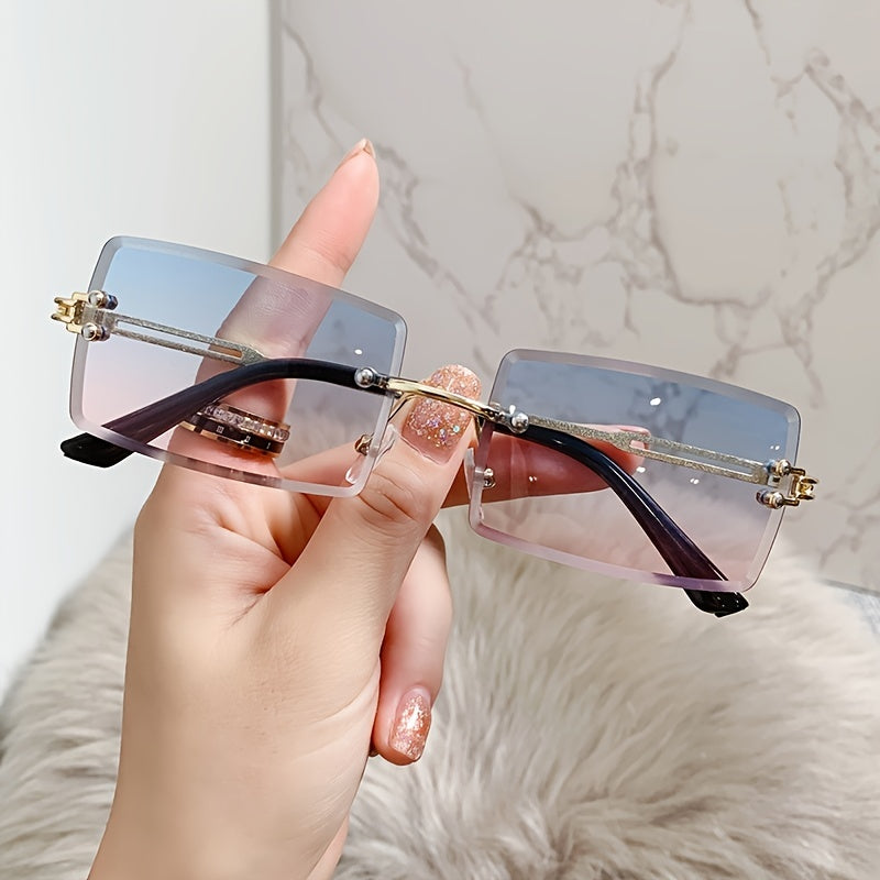 Square Fashion Glasses for Women Gradient Lens Metal Frame Climbing Party