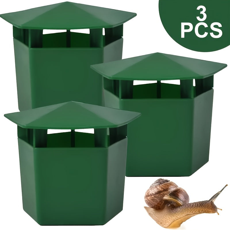 2PCS Trampas de caracol y babosa de plástico verde para jardín, atrapador de plagas, a prueba de agua