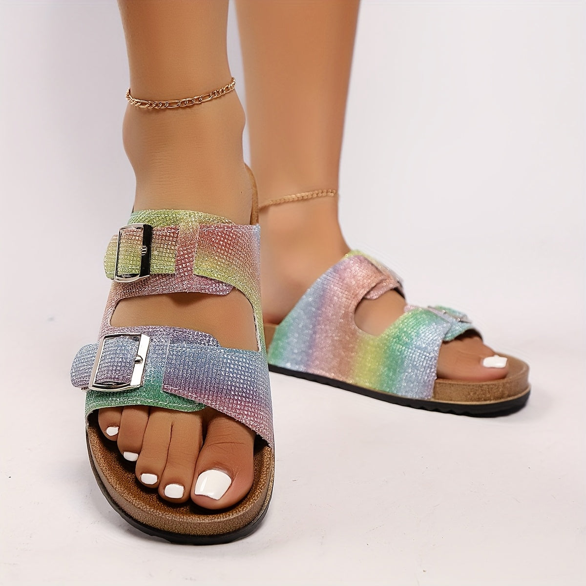 Women's Leather Mules Loafers Slip-On Comfortable Casual Shoes