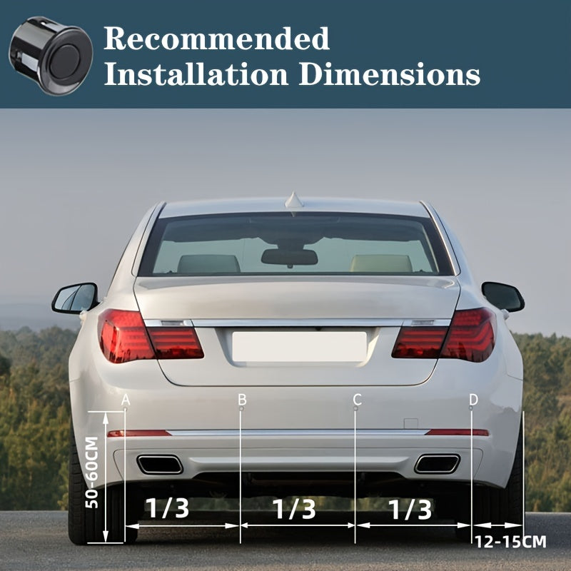 Kit de sensores de estacionamiento con 4 sondas, detección ultrasónica, indicadores LED, universal, fácil de instalar