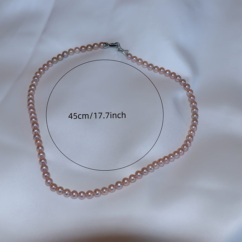 Sterling Silver Pearl Necklace 5-6mm Freshwater Jewelry for Women Daily Wear