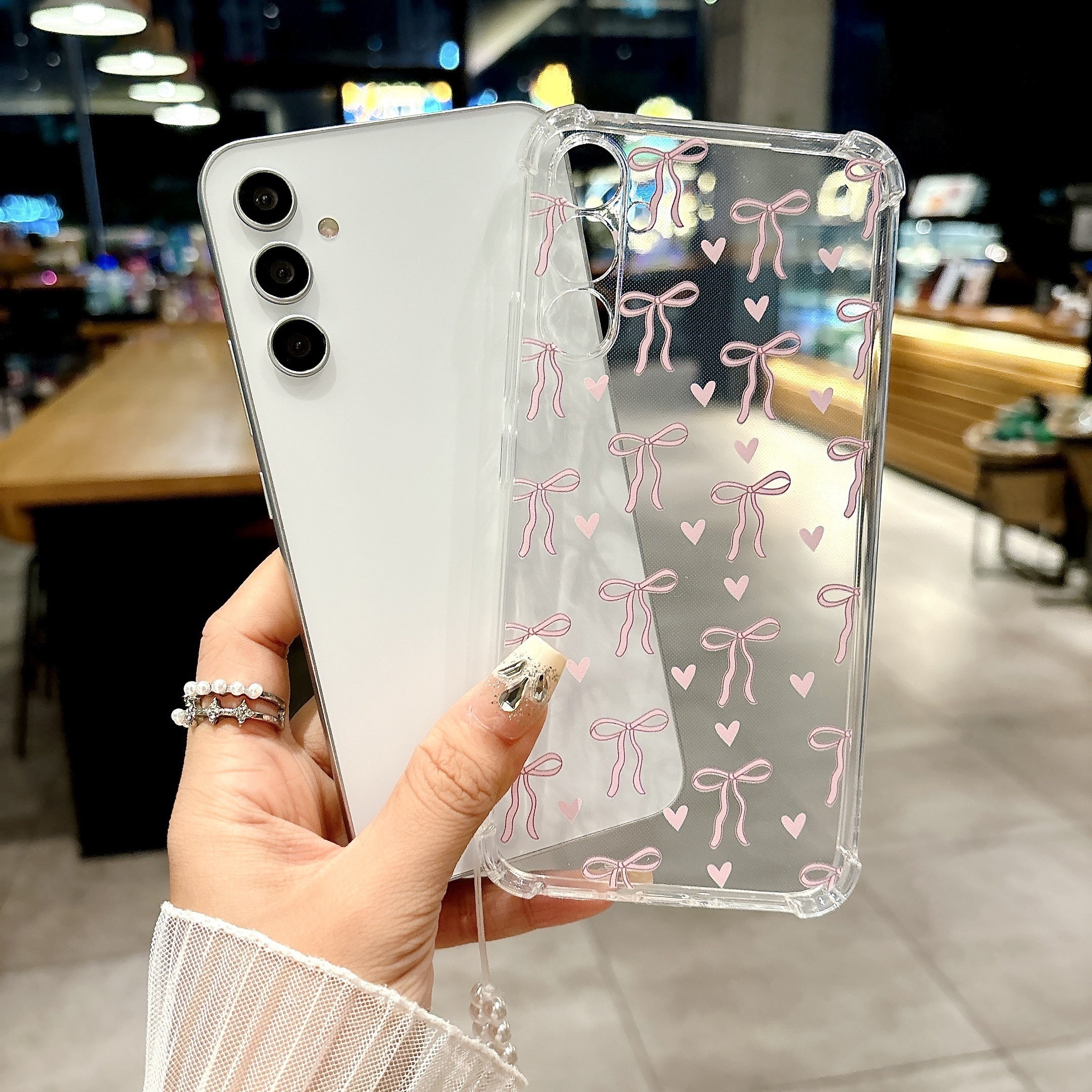 Funda pequeña de TPU para teléfono con cuerda colgante de pulsera con lazo para Samsung Galaxy A14 A34 A54 A15 A35 A25 A05 A05s A06 A16 S23fe S24fe A24