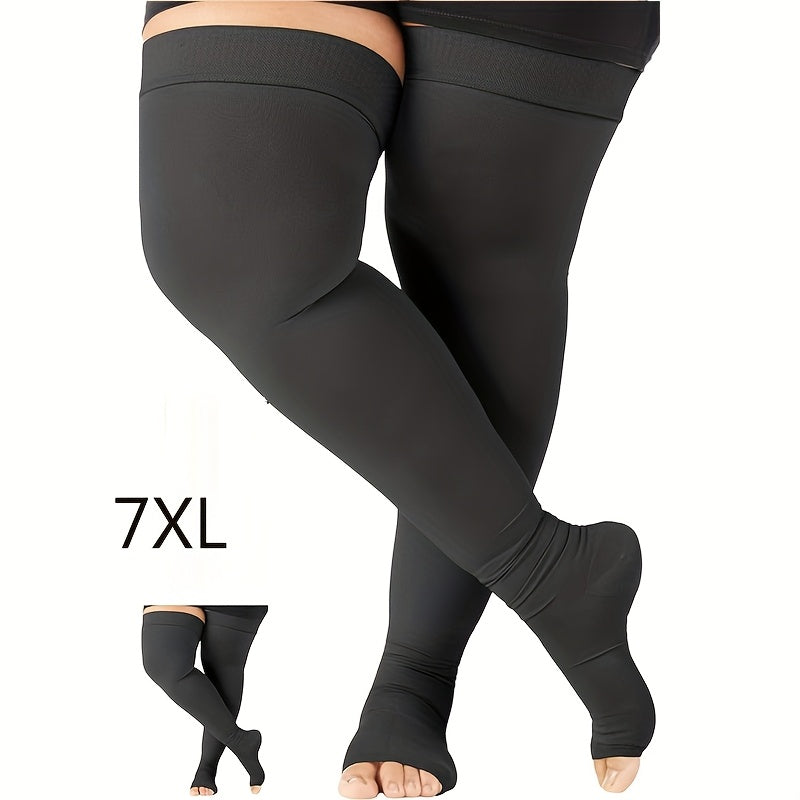 Unisex Graduated Thigh High Compression Stockings 20-30mmHg Nylon Spandex Over-the-Knee