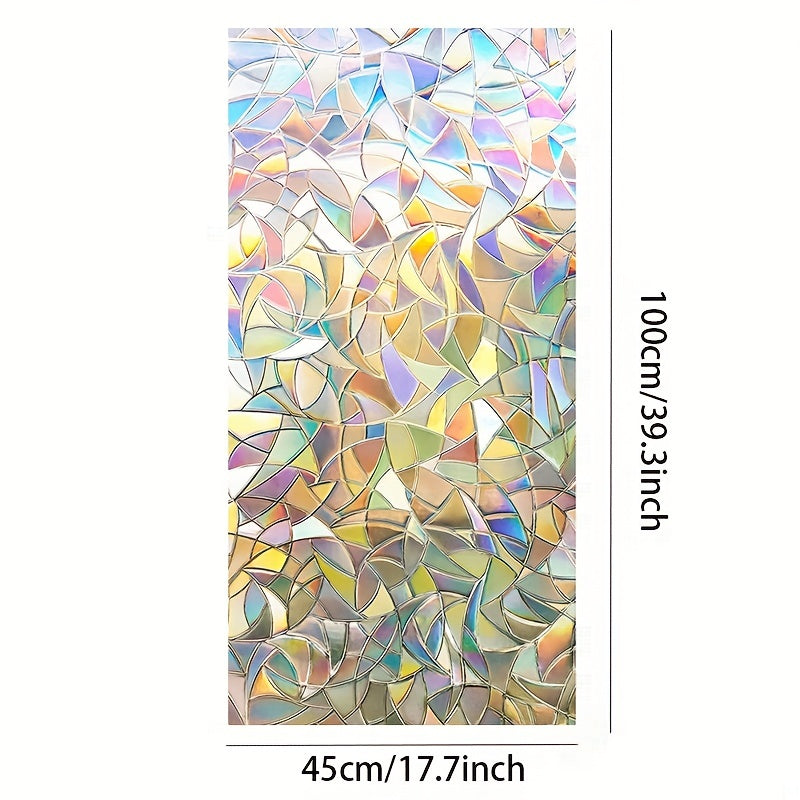 Rainbow Window Privacy Film 3D Stained Glass Static Cling for Bedroom Living Room