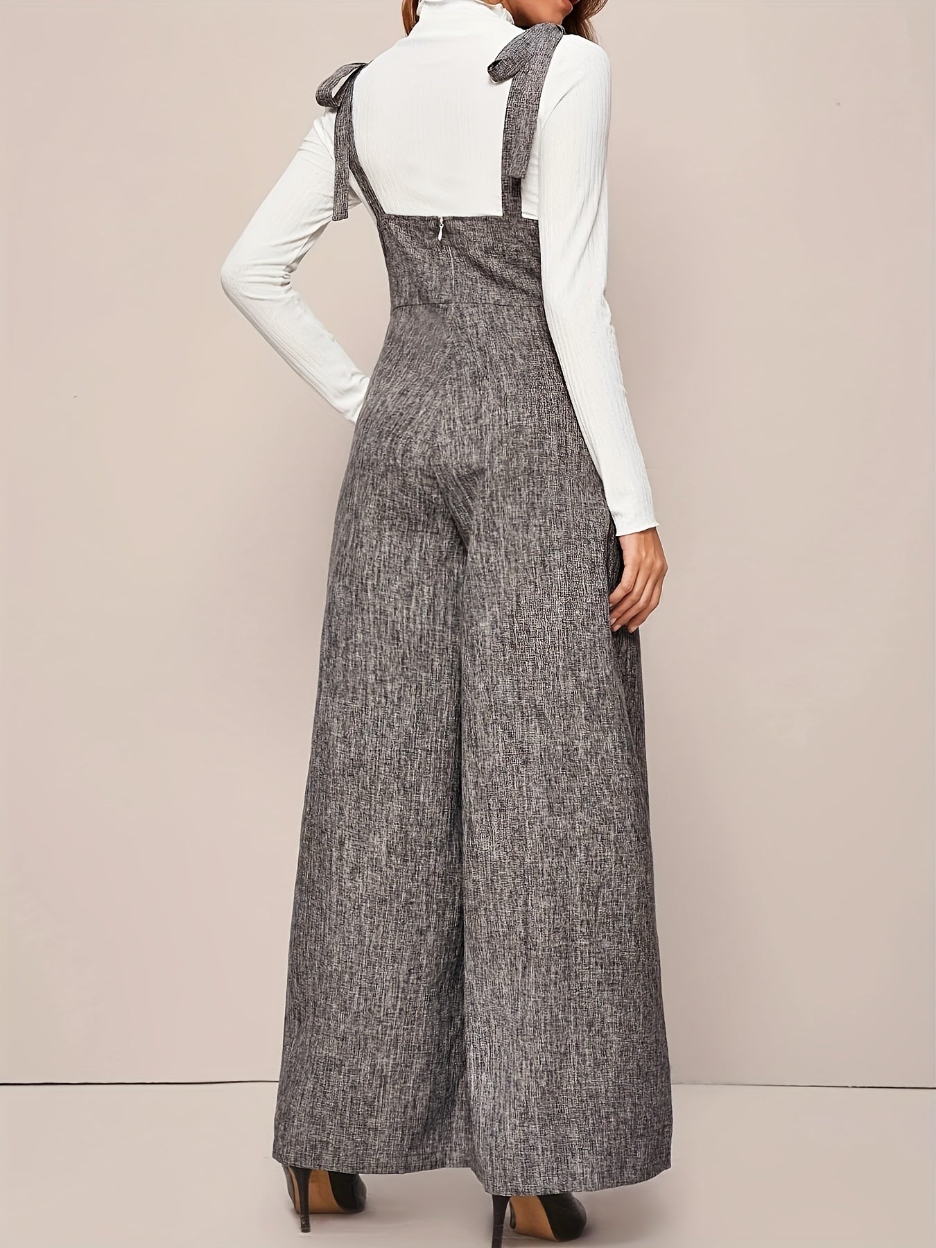 Women's Wide-Leg Jumpsuit Sleeveless Backstrap Adjustable Suspenders All-Season Solid