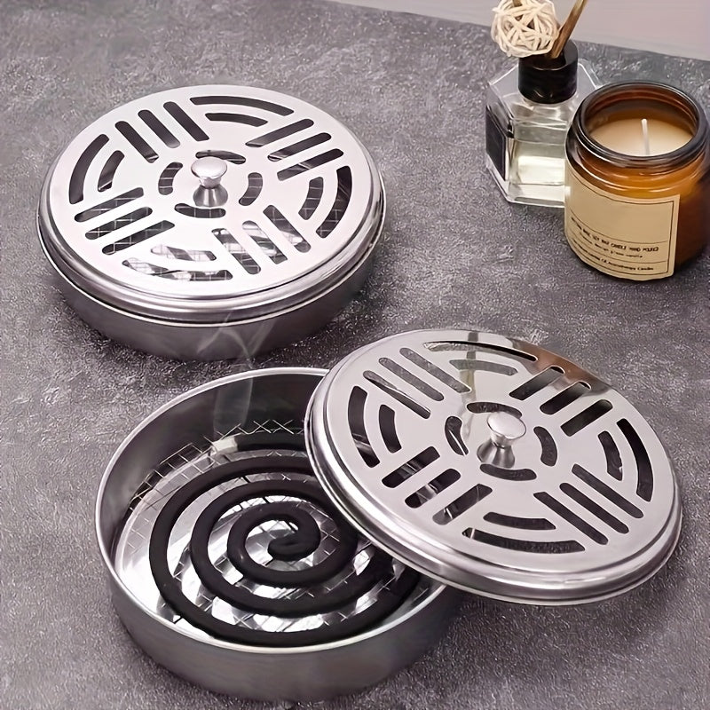Stainless Steel Mosquito Coil Holder Portable Fireproof Indoor Outdoor