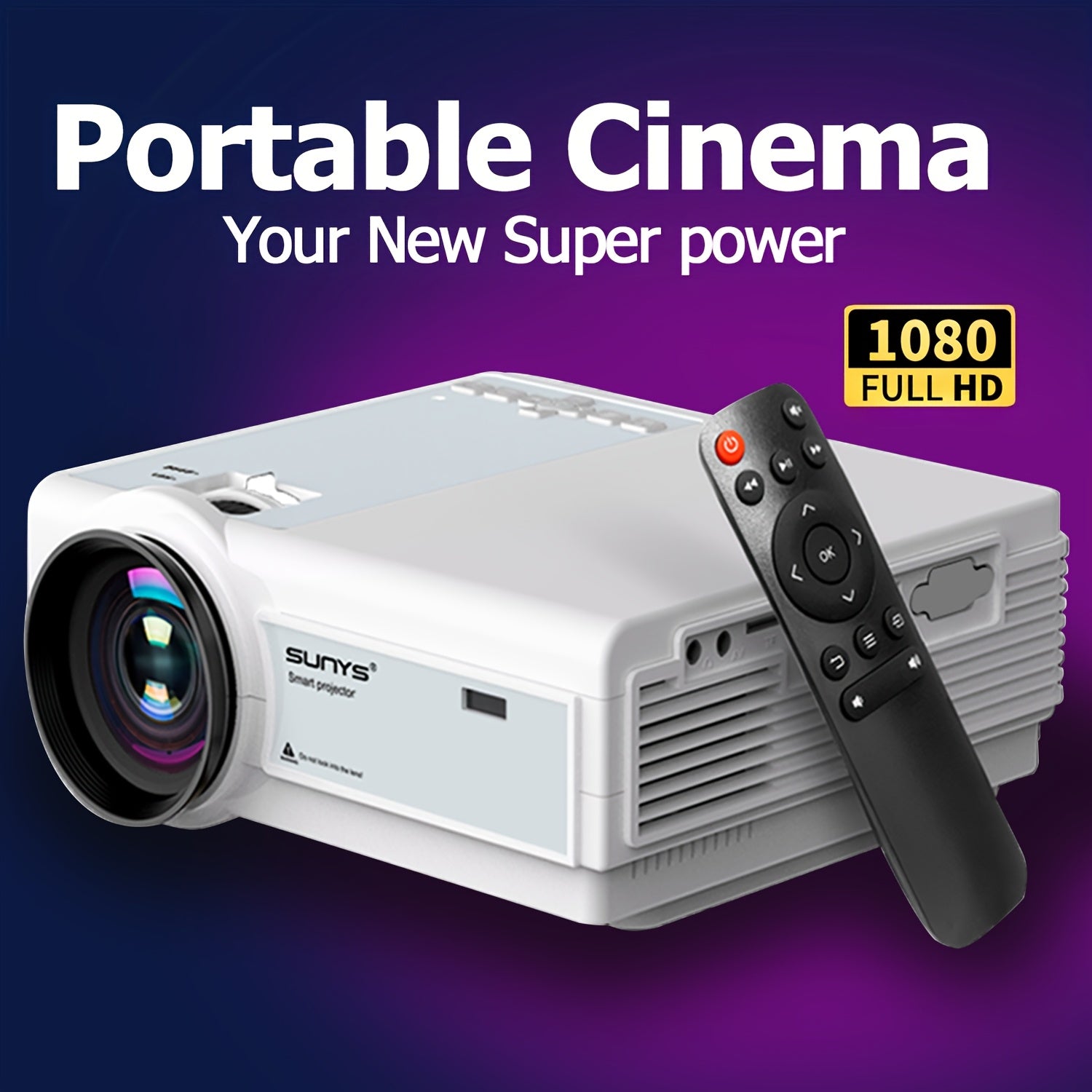 Full HD Portable Projector with WiFi 5G Support, 1920x1080 LCD, Home Cinema