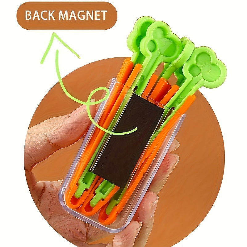Set of 5 Carrot Seal Clips with Magnetic Storage Box Food Snack Bag Sealing Clips for Dustproof Moistureproof Freshness