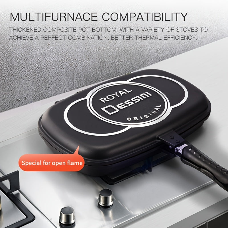 Qora alyuminiy pan, yopishmaydigan qoplama bilan, uzoq tutqichli, pech, plita uchun chidamli dizayn