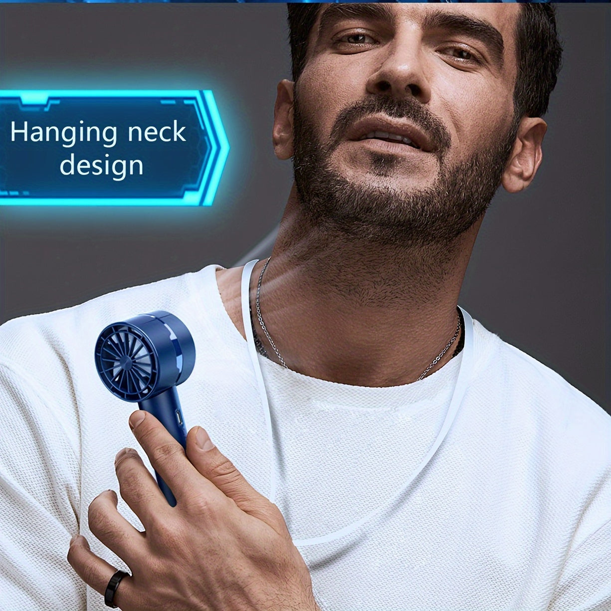 Mini USB Handheld Fan with Turbo Wind 4-Speed Adjustable Portable Cooling